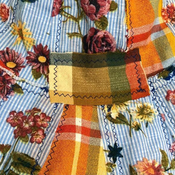 Upcycled Patchwork Hat One of One - Blue and Orange Floral Design main image 4